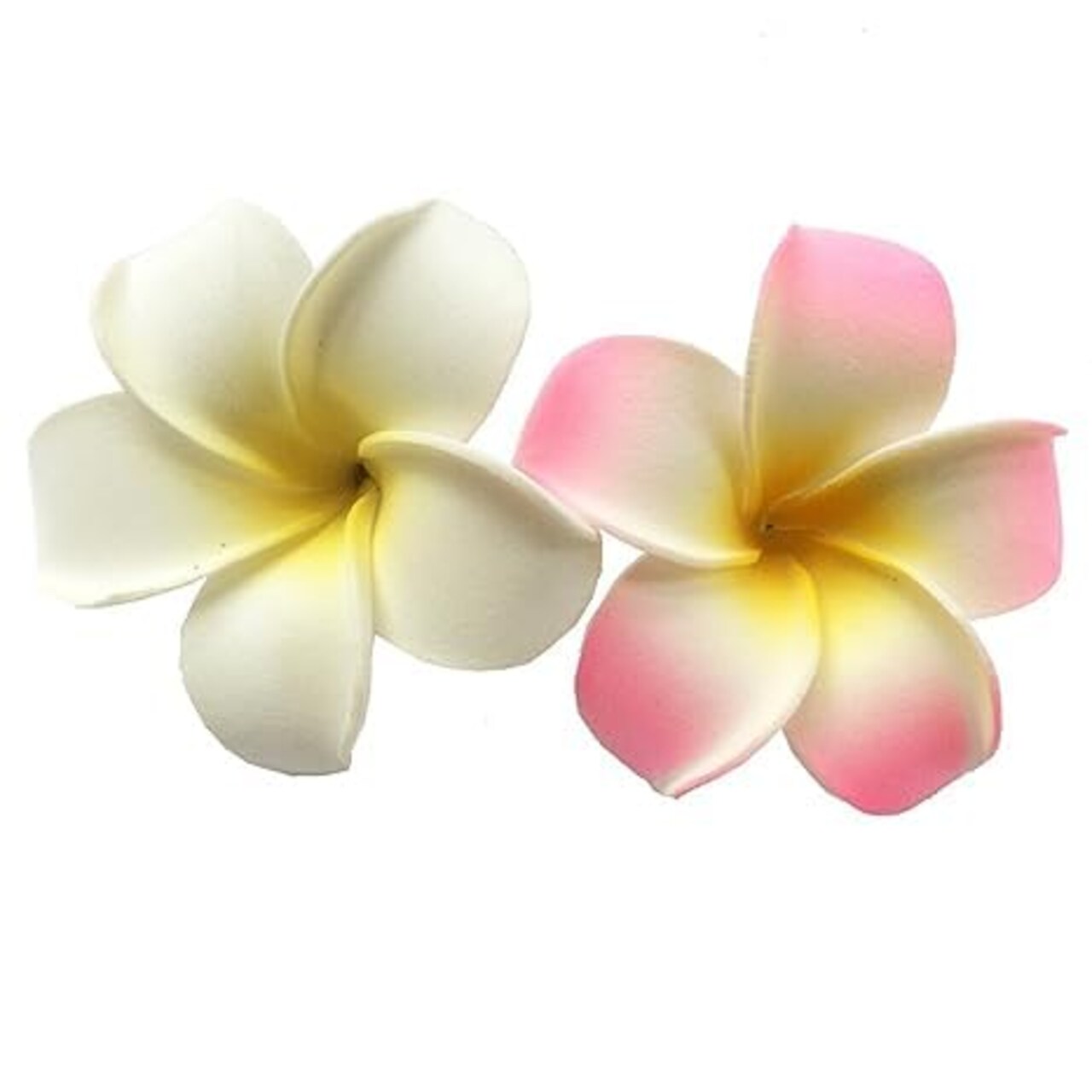2 PCS 7cm White and Pink Hawaiian Frangipani Plumeria Foam Head Flower Party Beach Hair Clip(White, Pink)